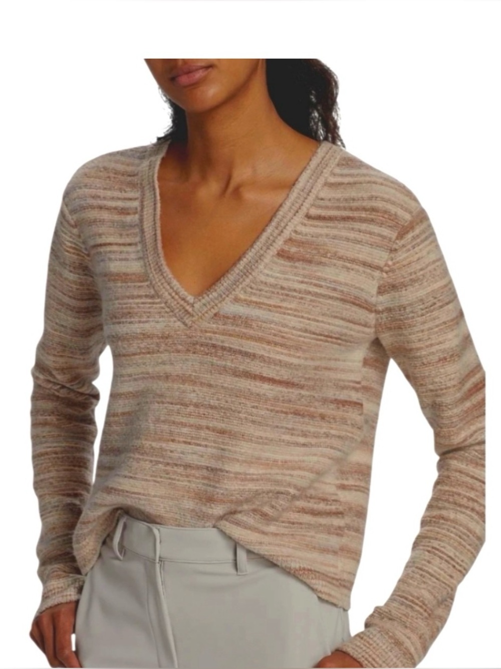 ATM Anthony Thomas Melillo Women's Beige Space-Dyed Cotton-Blend Sweater Size M
